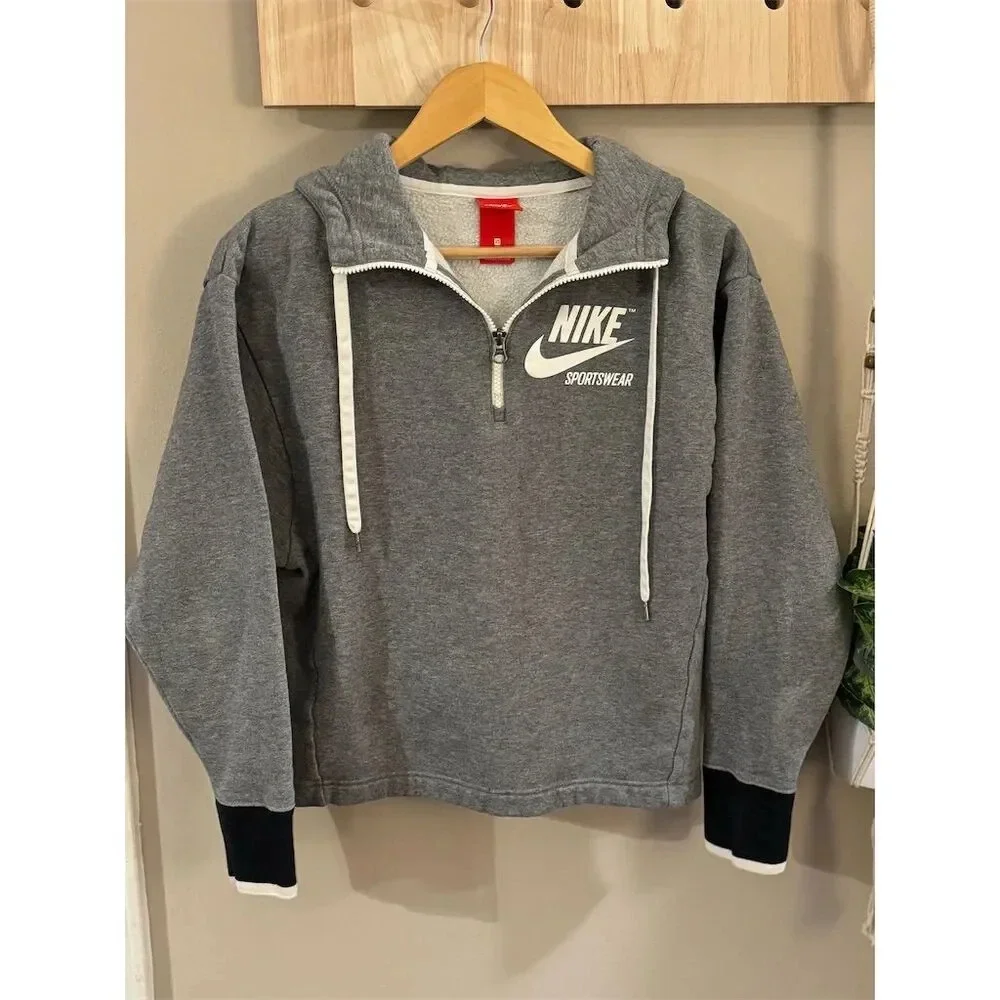 Nike‎ Women's XS Gray 1/4 Zip Pullover Hoodie Casual Long Sleeve